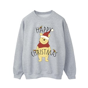 Disney Heren Winnie De Poeh Vrolijk Kerstmis Holly Sweatshirt (Sportgrijs)