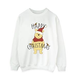Disney Heren Winnie De Poeh Vrolijk Kerstmis Holly Sweatshirt (Wit)