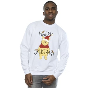 Disney Heren Winnie De Poeh Vrolijk Kerstmis Holly Sweatshirt (Wit)