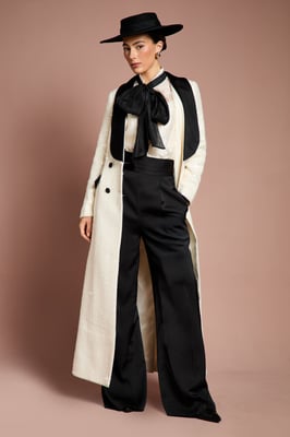 Lisa Tan Double Breasted Sequin Tweed Maxi Coat