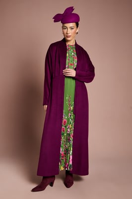 Lisa Tan Occasion Belted Skirt Detail Coat