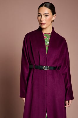 Lisa Tan Occasion Belted Skirt Detail Coat