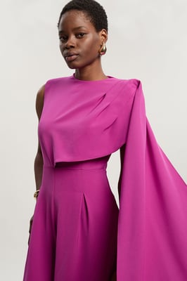 Tall Tailored Drape Cape Wide Leg Jumpsuit