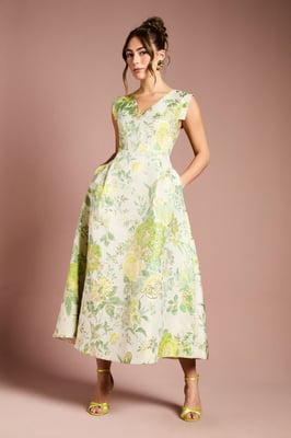 Floral Jacquard Midi Dress