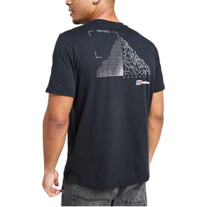 Berghaus Mens T Shirt Crew Neck Mount Diagram Short Sleeve Graphic Tee Black