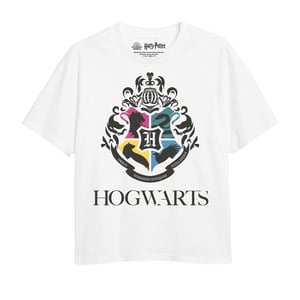 Harry Potter Meisjes Hogwarts Huizen T-Shirt (Wit)