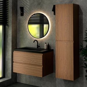 Mirlux Badkamermeubel sova 80cm warm eiken wastafel zwart