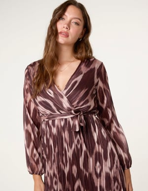 Crossover Metallic Pleated Dress