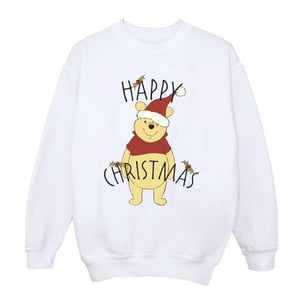 Disney Dam/Tjej Winnie The Pooh Happy Christmas Holly Sweatshirt (Vit)