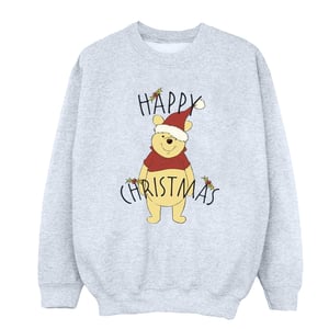 Disney Dam/Tjej Winnie The Pooh Happy Christmas Holly Sweatshirt (Sport Grå)