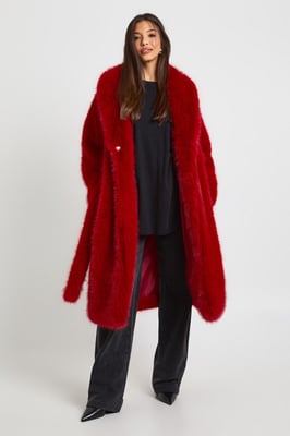 Maxi Belted Faux Fur Coat