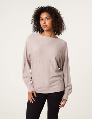 Pearl Flower Detailed Soft Touch Jumper