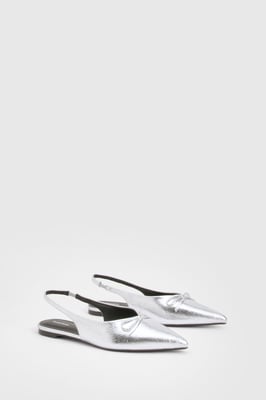 Bow Detail Pointed Slingback Flats