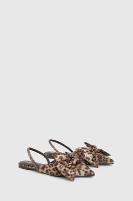 Wide Fit Faux Suede Bow Detail Pointed Flats