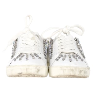 Stuart Weitzman Goldie Shine Convertible Sneakers in White Leather