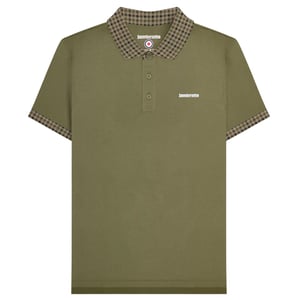 Lambretta Heren SS25 Gingham Poloshirt (Kaki Groen)