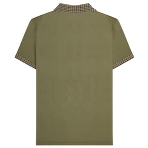 Lambretta Heren SS25 Gingham Poloshirt (Kaki Groen)