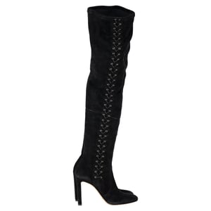 Jimmy Choo Marie 100 Knee-High Boots in Black Suede