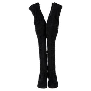 Jimmy Choo Marie 100 Knee-High Boots in Black Suede