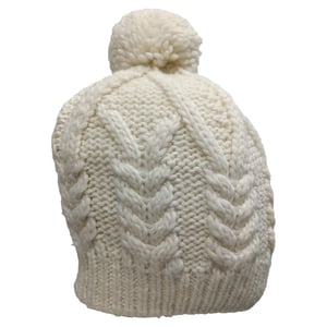 Moncler Beanie With Pom Pom in White Wool