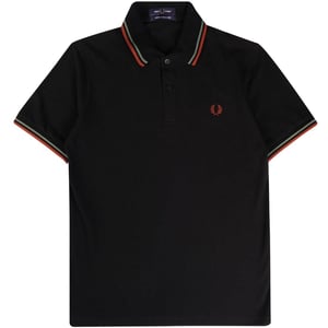 Fred Perry Herenpoloshirt met dubbele kraag (Zwart)