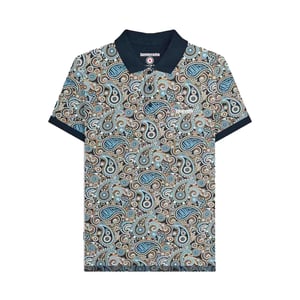 Lambretta Mens Paisley Polo Shirt (Navy/Smoke Blue)