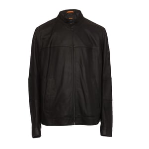 Men's Boss Josep1 Leather Biker Jacket in Black
