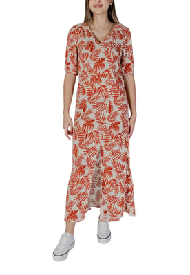 Bladprint Maxi-jurk V-hals Korte Mouwen