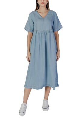 Casual Denim Jurk Korte Mouwen V-hals