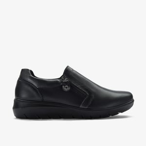 Un Bay Zip Black Leather Shoes