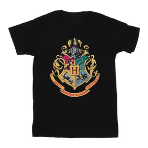 Harry Potter Jongens Hogwarts Crest Goud Inkt T-Shirt (Zwart)