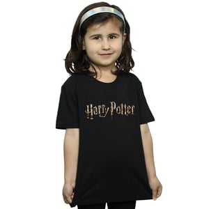 Harry Potter Katoenen T-shirt met logo voor meisjes (Zwart)