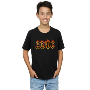 AC/DC Jongens Flames Logo T-Shirt (Zwart)