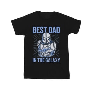 Star Wars Mens Mandalorian Best Dad Galaxy T-Shirt (Black)