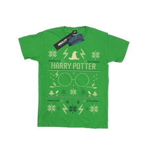 Harry Potter Jongens Kerstpatroon T-shirt (Iers Groen)