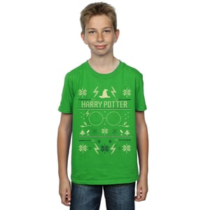 Harry Potter Jongens Kerstpatroon T-shirt (Iers Groen)