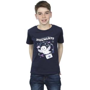 Harry Potter Jongens Uil Brief Van Zweinstein T-Shirt (Marineblauw)