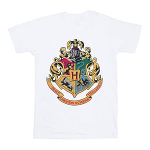 Harry Potter Jongens Hogwarts Crest Goud Inkt T-Shirt (Wit)