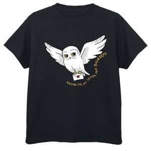 Harry Potter Katoenen T-shirt met uilenletters voor meisjes (Zwart)