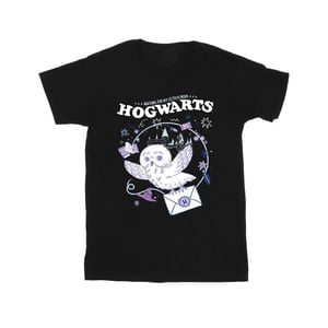 Harry Potter Jongens Uil Brief Van Zweinstein T-Shirt (Zwart)