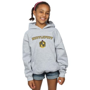 Harry Potter Meisjes Hufflepuff Crest Hoodie (Sportgrijs)