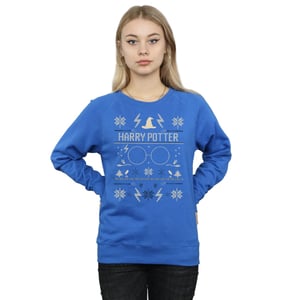 Harry Potter Dames/Dames Sweatshirt met Kerstpatroon (Koningsblauw)