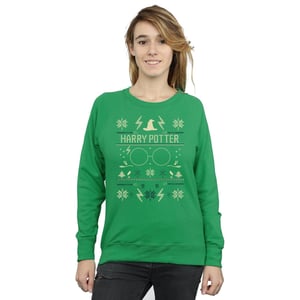 Harry Potter Dames/Dames Sweatshirt met Kerstpatroon (Iers Groen)