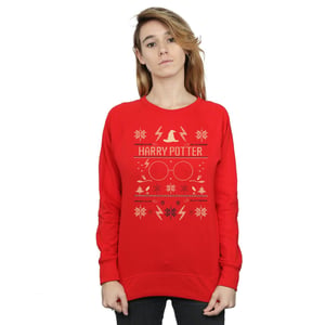 Harry Potter Dames/Dames Sweatshirt met Kerstpatroon (Rood)