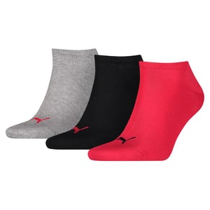 Puma Unisex Adult Invisible Socks (Pakket van 3) (Zwart/Rood/Grijs)