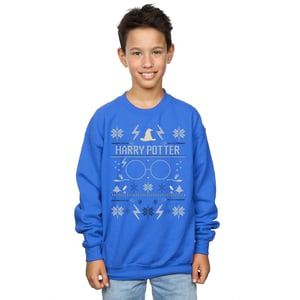 Harry Potter Sweatshirt met kerstpatroon voor jongens (Koningsblauw)