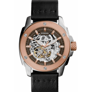 Fossil Machine ME3082 Automatisch Skelet Herenhorloge - 50 mm Zwart Lederen Band