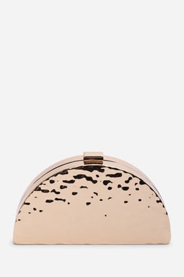 Where's That From Womens 'Olive' Sculpted Metal Half-Moon Clutch Bag in Gold