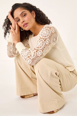 Crochet Sleeve Knit Jumper