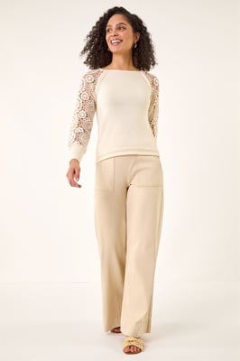 Crochet Sleeve Knit Jumper